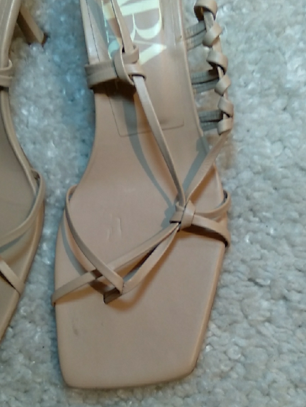 ZARA beige Side Briaded Thong Kitten Heel Sandals Size 8 - Picture 4 of 15